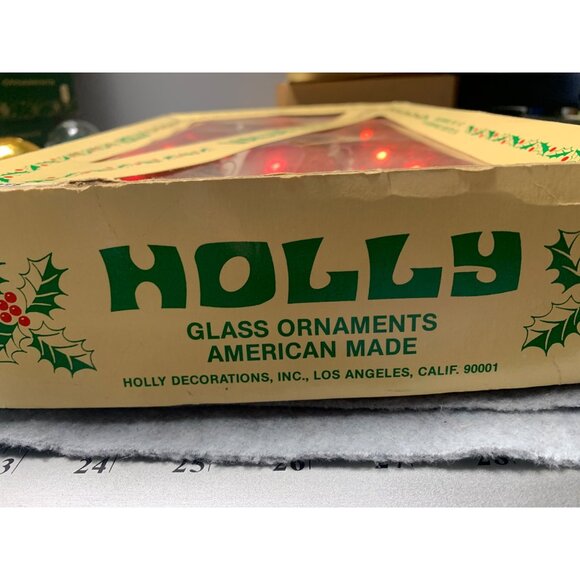 Vintage Holly Glass Christmas Ornaments Value Pack 15 Count 2.5" Diameter Americ - Picture 5 of 6
